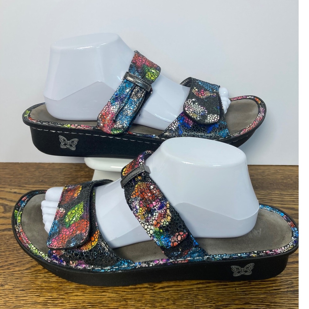 Alegria Kari Multi-Color Mosaic Leather Slide Sandals  Womens 42 US 11.5